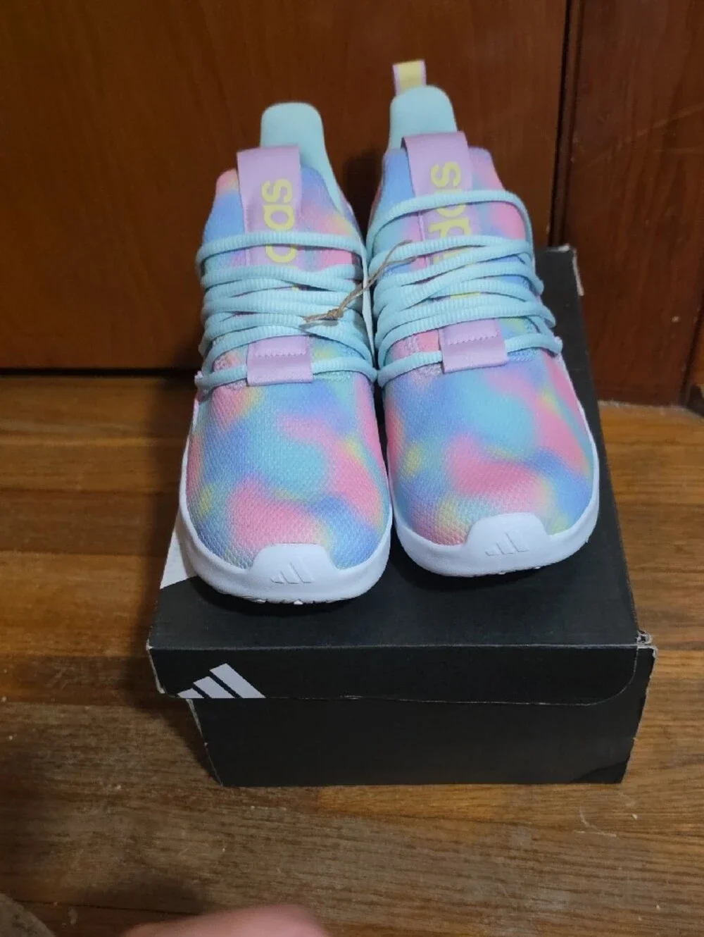 NWT adidas Kids LITERACER Adapt 7.0K Pastel Tie-Dye Sneakers - Size 6